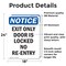 Signmission Exit Sign, Vinyl Decal, 18 in W, 24 in H, Exit Only Door Is Locked No Re-Entry OS-2PACK-NS-D-1824-V-12227 - alternate 3